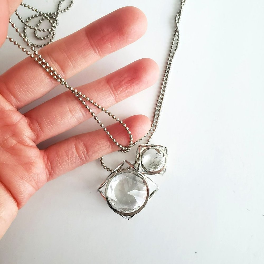 Crystal Cube Beaded Chain Necklace